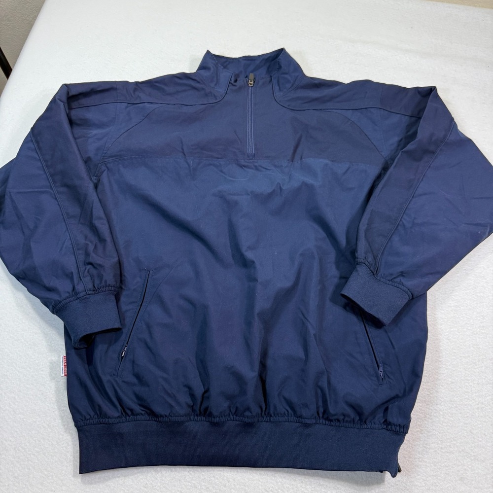 Russell Jacket Men L Navy Team Issue 1/4 Zip‎ Pullover Windbreaker Athletic